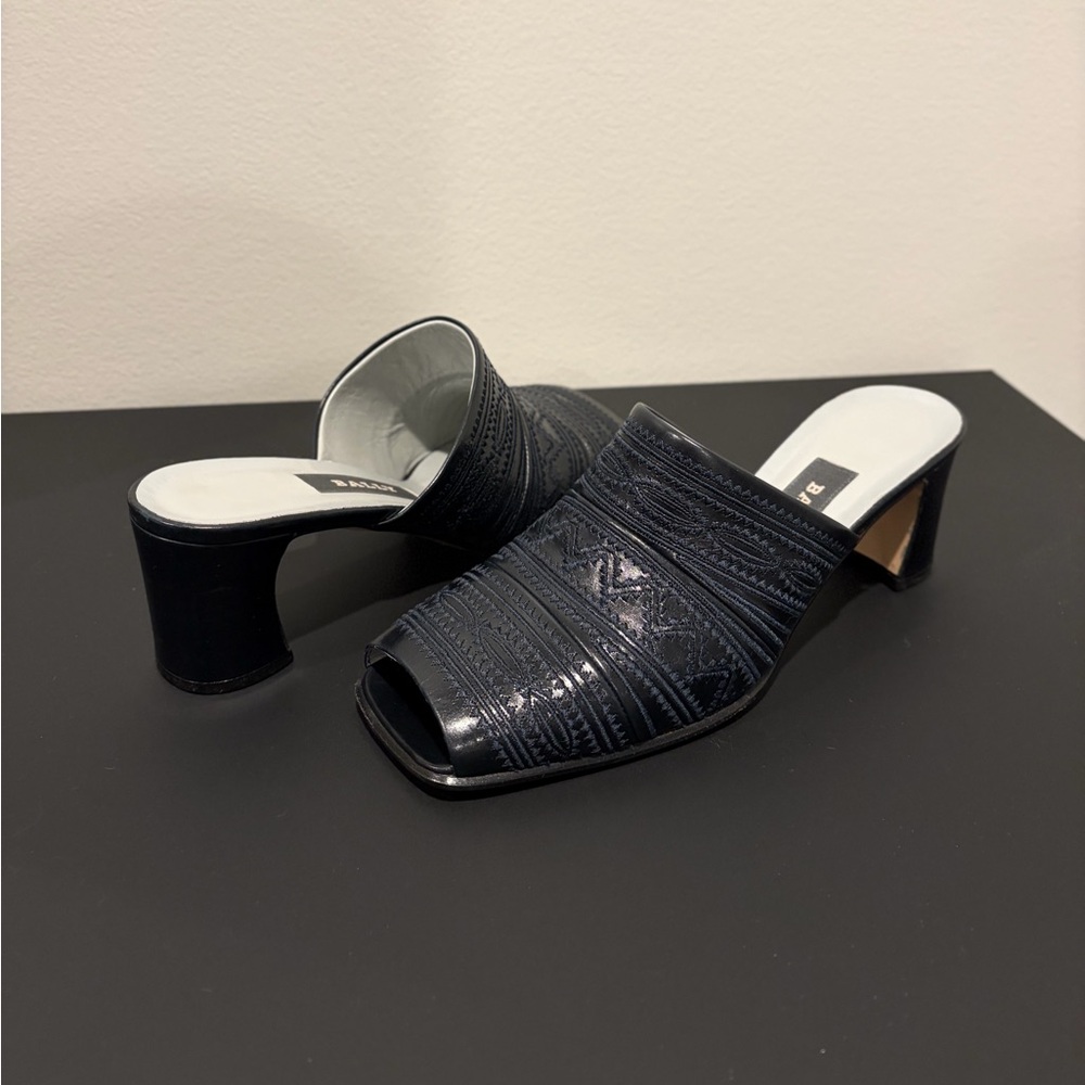 Bally Black Textured Women's Mules